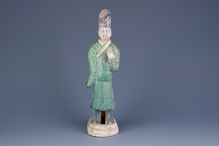 明绿釉琉璃男立俑